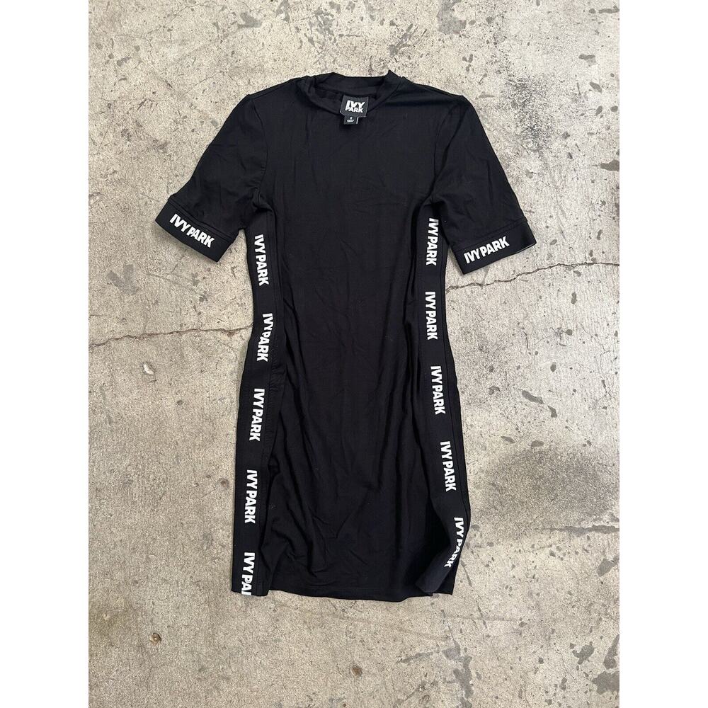 Ivy Park black short sleeve side stripe logo bodycon mock neck‎ dress Size S
